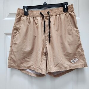 Tan Athletic Shorts with Logo